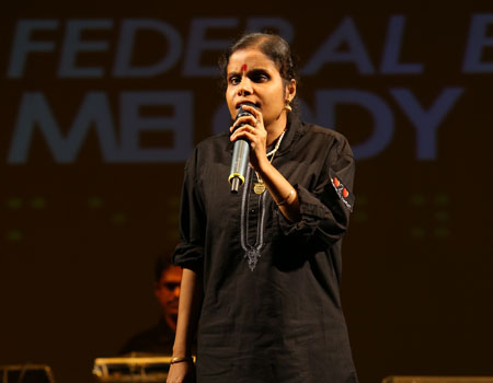 Vaikom Vijayalakshmi performing at the melody in darkness concert