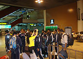 The Indian Team being received at Bangkok as they arrived in Aug 2013 before the 7 nation tournament